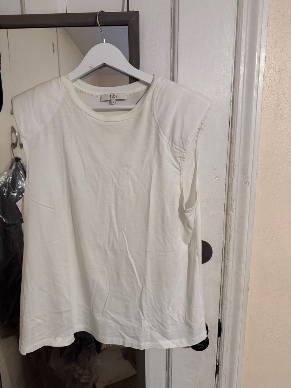 Tibi Cream Sleeveless Crewneck Tank